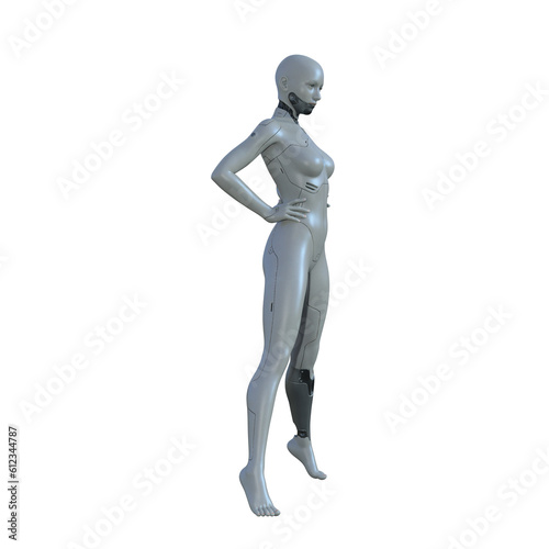 The ultimate gynoid robot women for futuristic science fiction scenes. 3d rendering illustration.