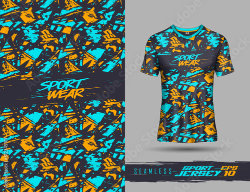 T-shirt template abstract background design for extreme jersey team, racing, cycling, leggings, football, gaming and sport livery.