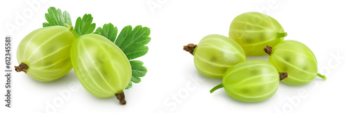 Green gooseberry isolated on white background with  full depth of field
