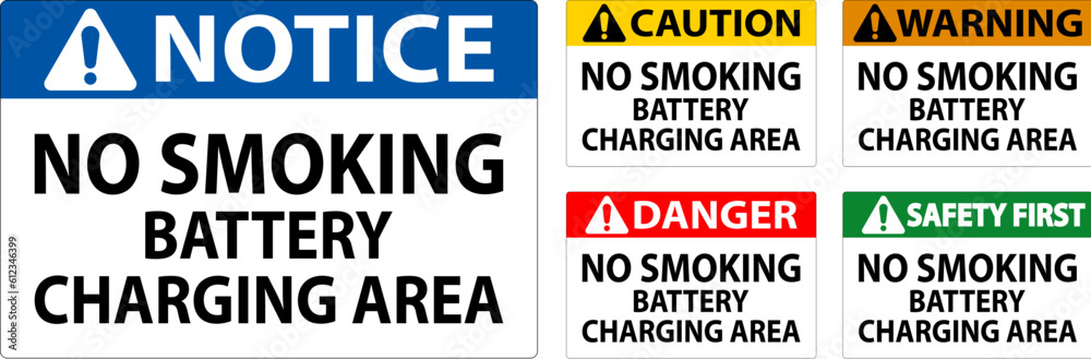 Danger Sign Battery Storage Area No Smoking Danger Sign Battery Storage Area No Smoking
