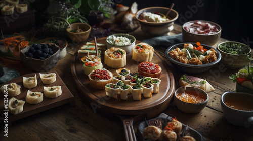 A selection of appetizers and finger foods  beautifully arranged on a platter