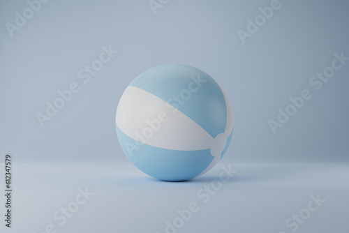 Beach Ball Isolated On Blue Background 3D Rendering 3D Illustration © Wuttikrai