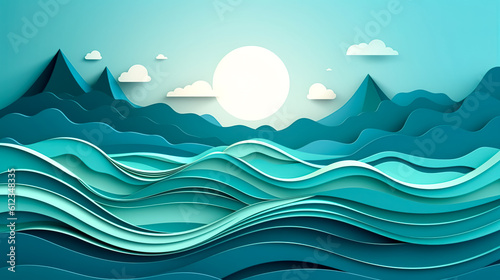 Abstract background with water waves, generative AI.