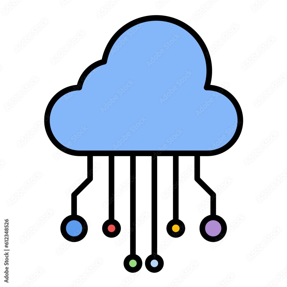 Cloud Computing Line Color Icon