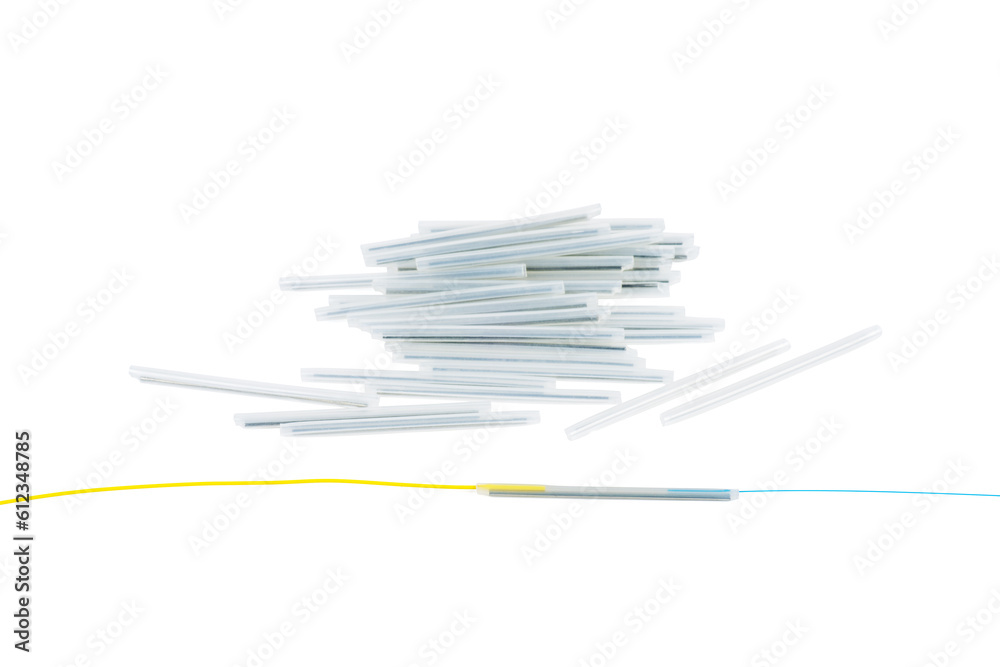 Stack of protection sleeve with optic fiber isolated on a white background Stack of protection sleeve with optic fiber isolated on a white background