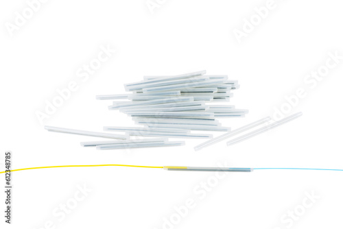 Stack of protection sleeve with optic fiber isolated on a white background