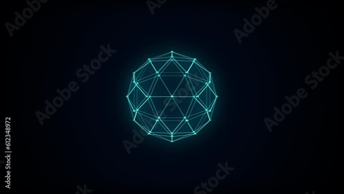 Wallpaper Mural Futuristic 3D render of sphere with transparent glass wireframe surface, 4K abstract loop geometric background Torontodigital.ca