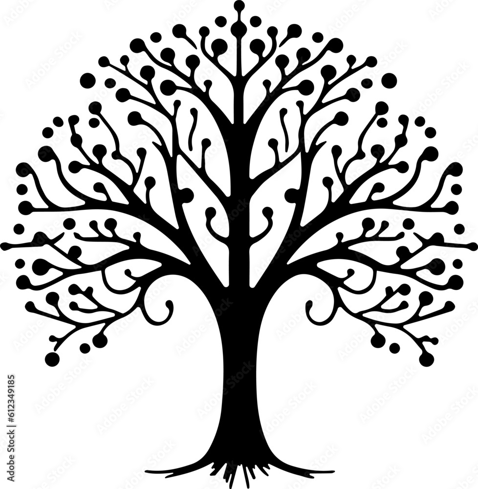 Big leafy tree silhouette - vector illustration. Big leafy tree silhouette - vector illustration.