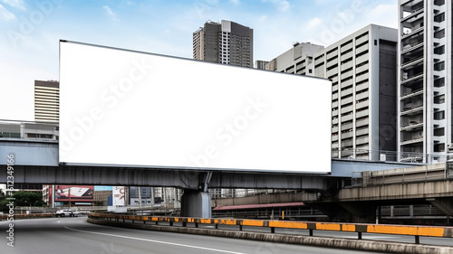 Billboard mockup outdoors, Outdoor advertising poster on the street for advertisement street city. Generative Ai © Putra