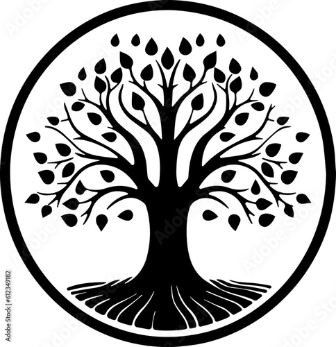 black tree silhouette isolated on white background, vector