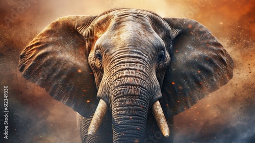 A realistic photo with a elephant close up. Generative ai.