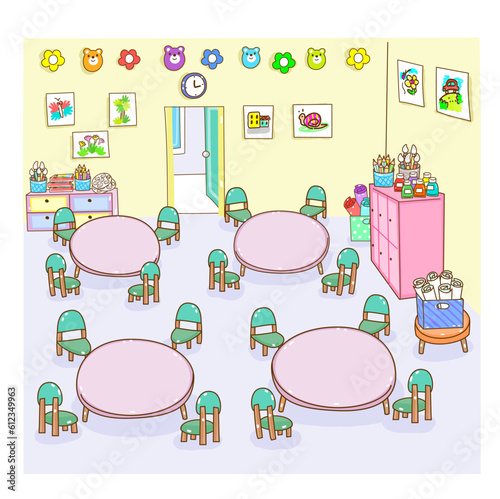 Illustration Art classroom for kids.