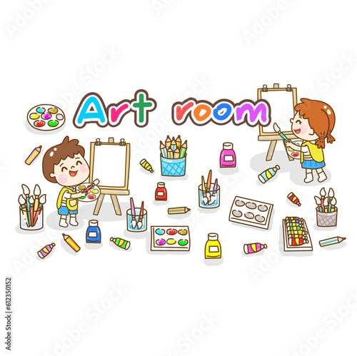 Illustration Art classroom for kids.