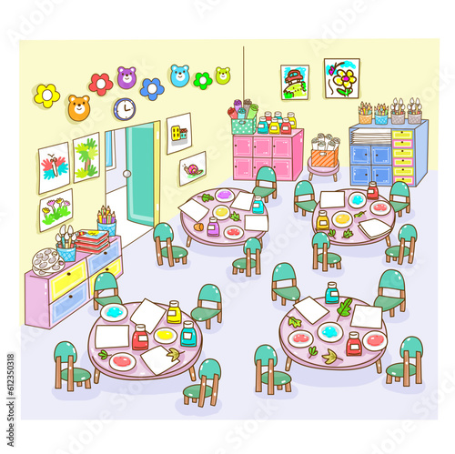 Illustration Art classroom for kids.