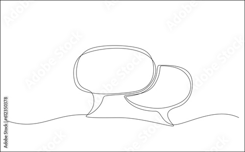 Continuous one line drawing of couple speech bubbles. Single line object editable stroke. Online conversation chat cloud. Minimalist graphic hand drawing linear vector illustration
