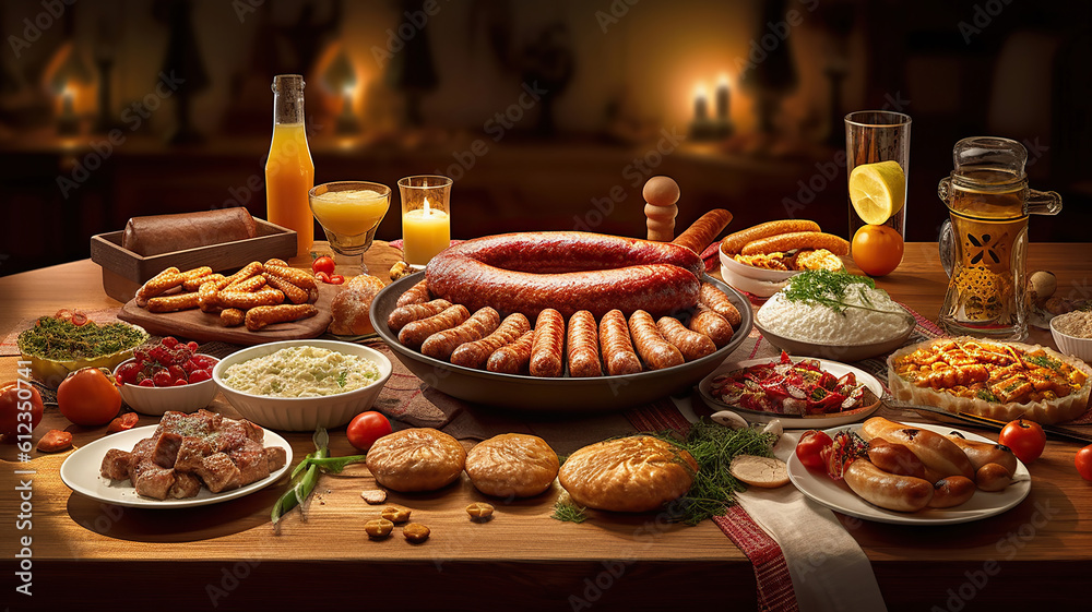 bavarian meal with white sausage. Generative Ai bavarian meal with white sausage. Generative Ai