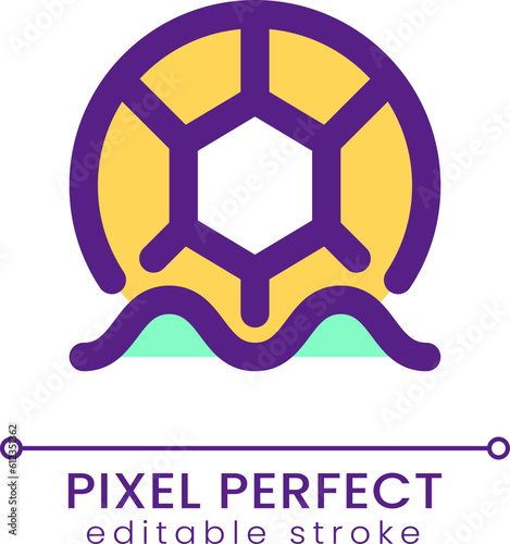 Ball for water polo pixel perfect RGB color ui icon. Sports competition. Simple filled line element. GUI, UX design for mobile app. Vector isolated pictogram. Editable stroke. Poppins font used