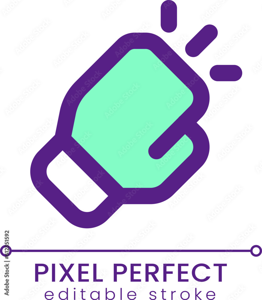 Box match pixel perfect RGB color ui icon. Glove for professional fighter. Simple filled line element. GUI, UX design for mobile app. Vector isolated pictogram. Editable stroke. Poppins font used Box match pixel perfect RGB color ui icon. Glove for professional fighter. Simple filled line element. GUI, UX design for mobile app. Vector isolated pictogram. Editable stroke. Poppins font used