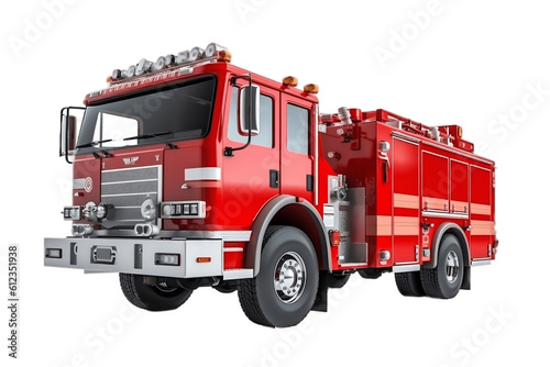 Fire Engine Truck Isolated on Transparent Background. Generative AI