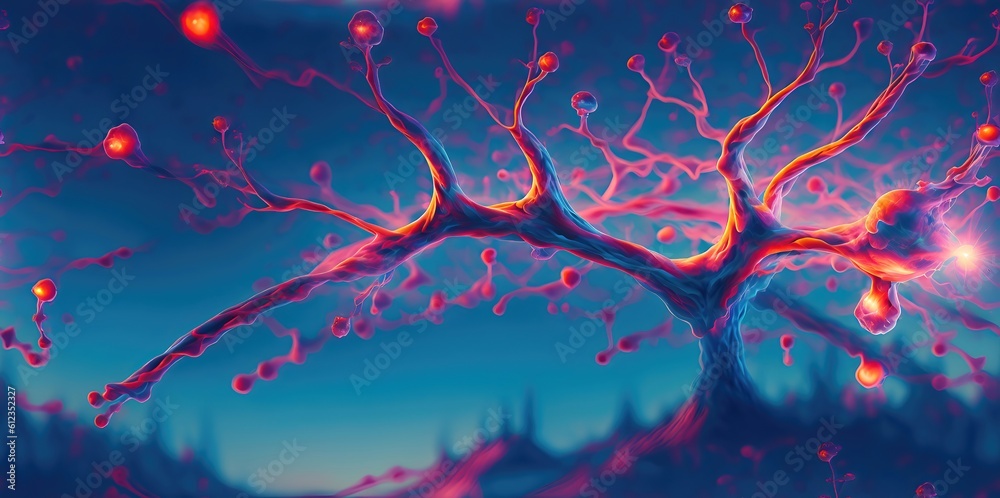 Neurons cells concept showing neurons firing and neural extensions