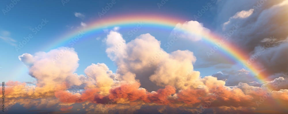 golden hour and clouds with rainbow