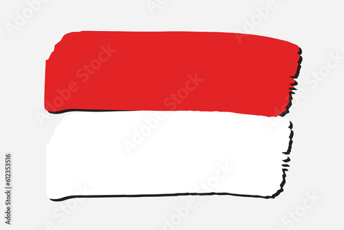 Monaco Flag with colored hand drawn lines in Vector Format