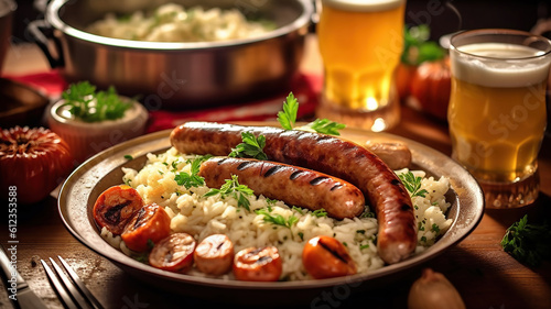 bavarian meal with white sausage. Generative Ai