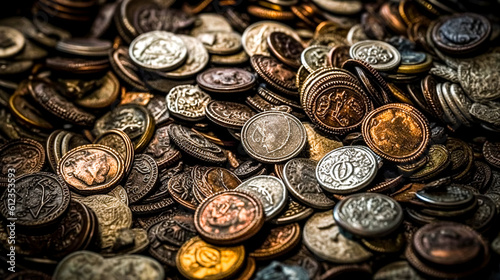 Foto Background full of old coins. generative AI.