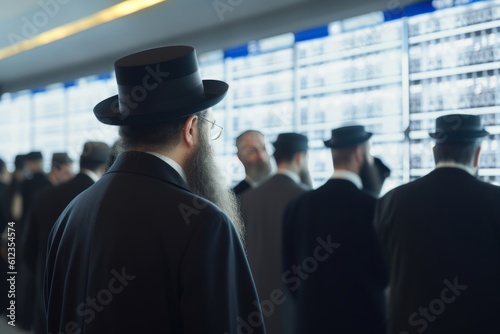 Jews making Aliyah to Israel.At Airport Terminal.AI Generative.  photo