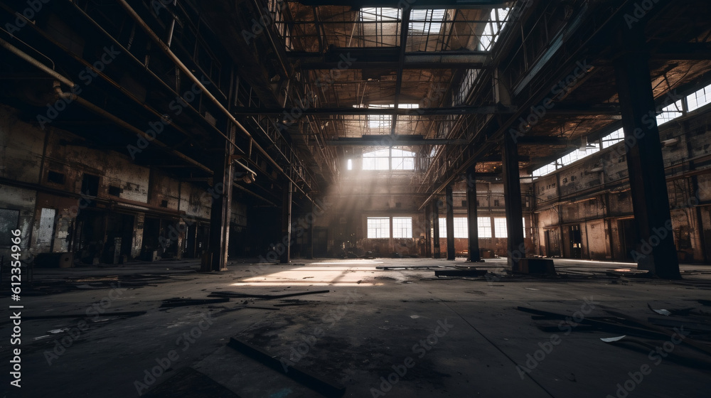 Abandoned industrial plant. Generative AI. Abandoned industrial plant. Generative AI.