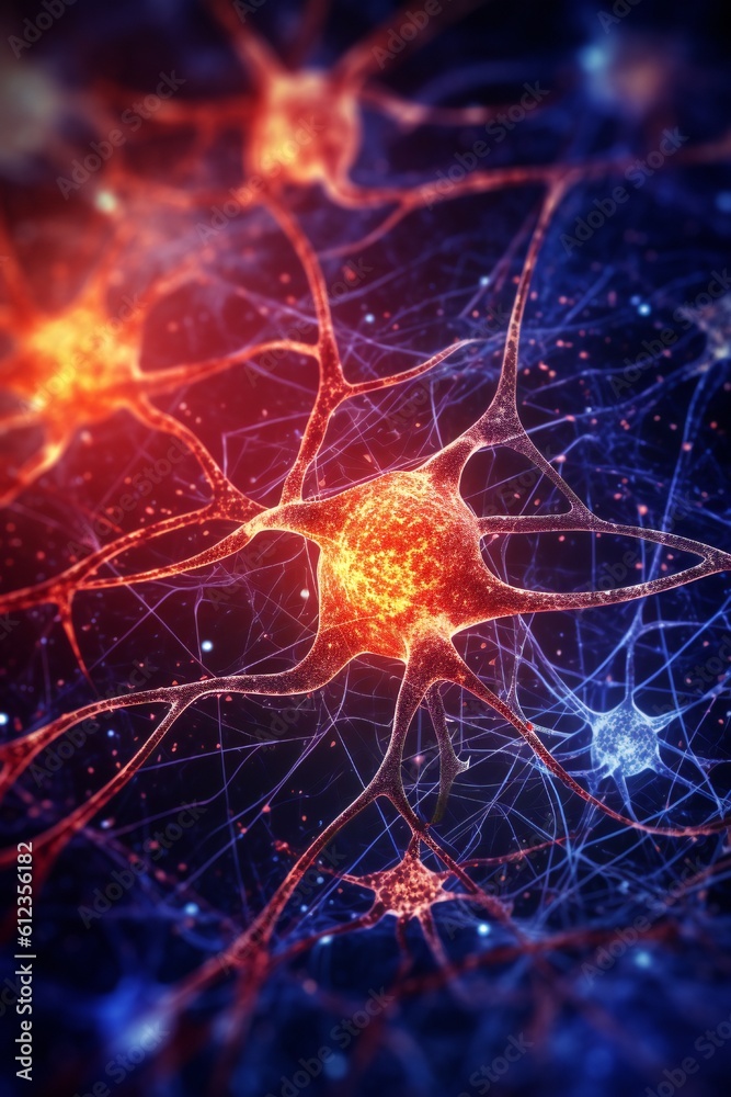 Network brain cells connections abstract background closeup wallpaper Generative AI