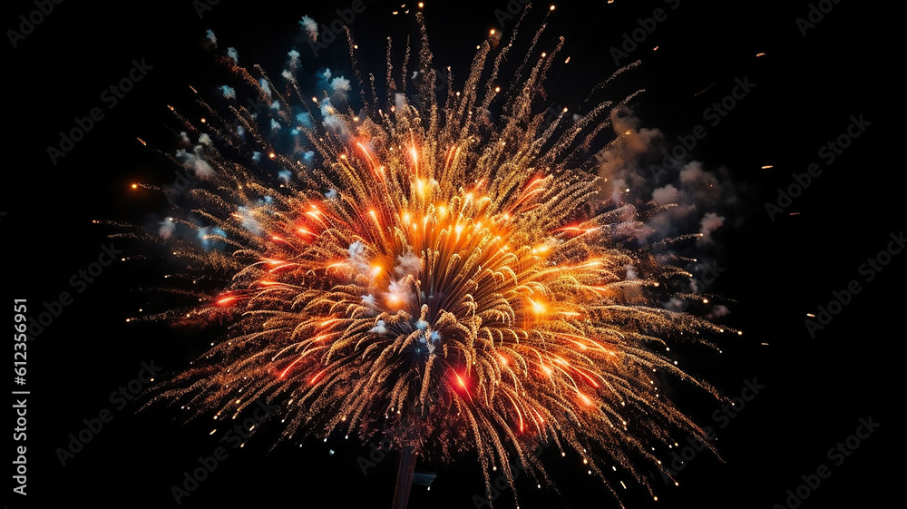 Explosion of fireworks rockets. Generative Ai
