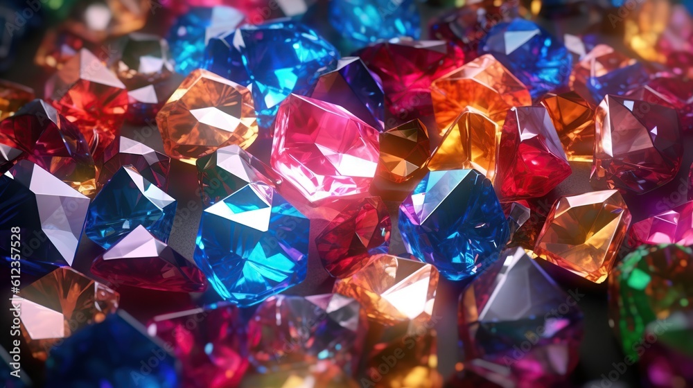 Shining colorful gems crystals background