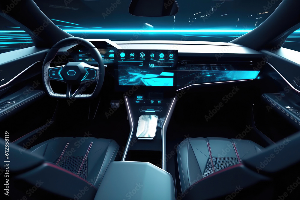 The Future of Automotive Interiors: Bright Colors and Sleek Design. Generative AI