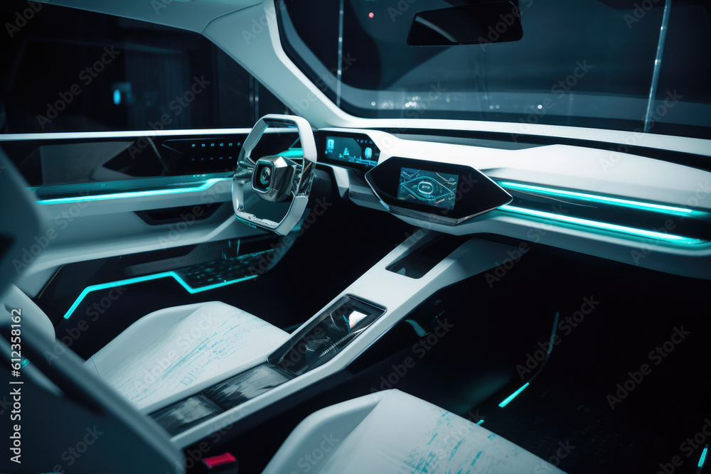 Futuristic Car Interior Concept: A Fusion of Style and Innovation. Generative AI