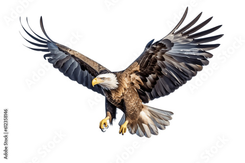 Flying Bald Eagle Isolated on Transparent Background. Generative AI