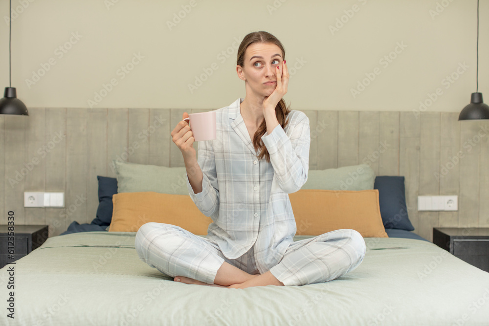 feeling bored, frustrated and sleepy after a tiresome. bed time concept feeling bored, frustrated and sleepy after a tiresome. bed time concept