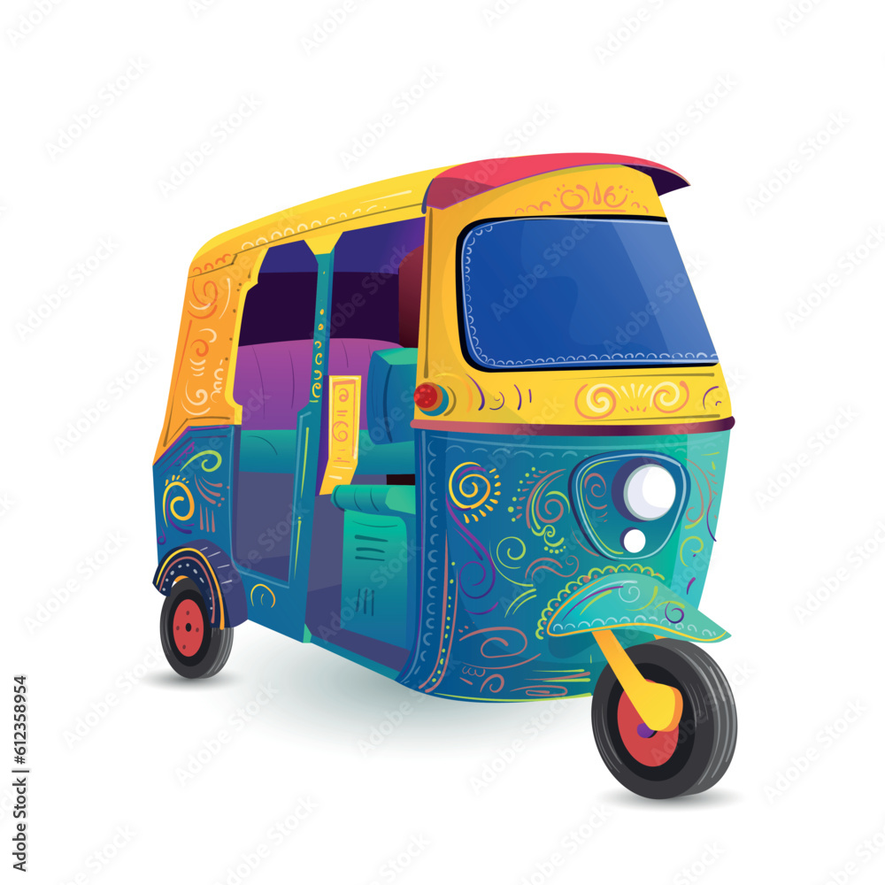 Indian auto rickshaw colourful vector graphics Stock Vector | Adobe Stock