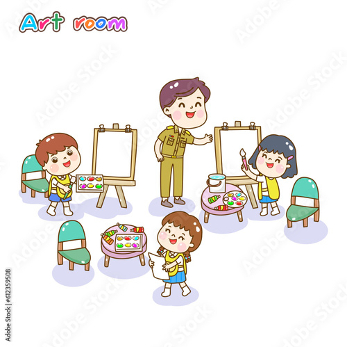 Illustration Art classroom for kids.