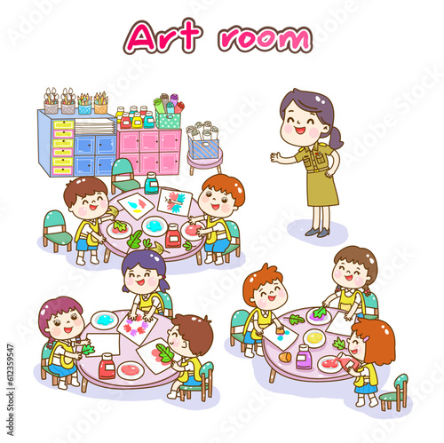 Illustration Art classroom for kids.