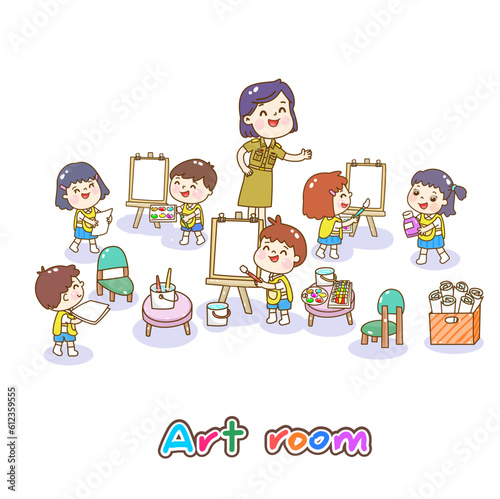 Illustration Art classroom for kids.