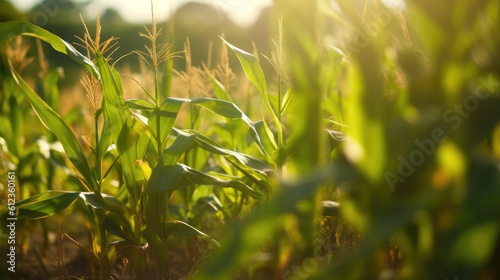 Fields of Gold: Stunning Light and Intricate Details in a Cornfield. Generative AI