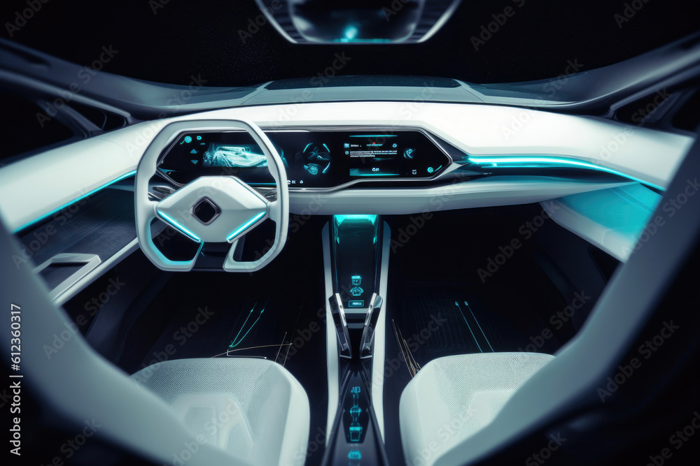 Immersive Car Interior Design with Wide-Angle View. Generative AI