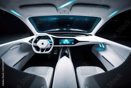 Futuristic Automotive Cabin with Advanced Technology. Generative AI © Andrii 