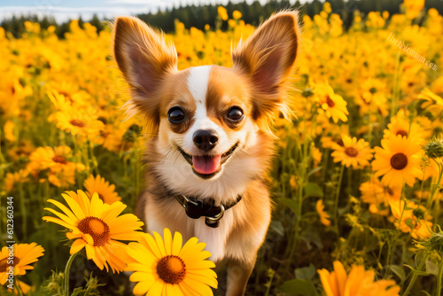 Nature's Delight: Captivating Chihuahua Amidst a Sea of Blossoms