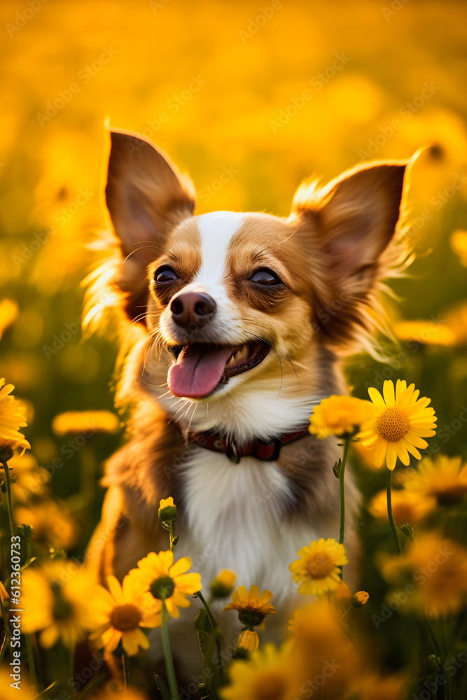 Nature's Delight: Captivating Chihuahua Amidst a Sea of Blossoms Nature's Delight: Captivating Chihuahua Amidst a Sea of Blossoms