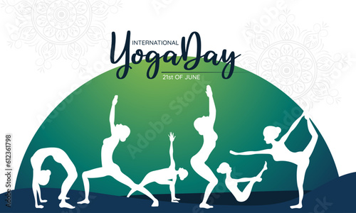 International Yoga Day celebration banner, poster and web header design vector illustration.