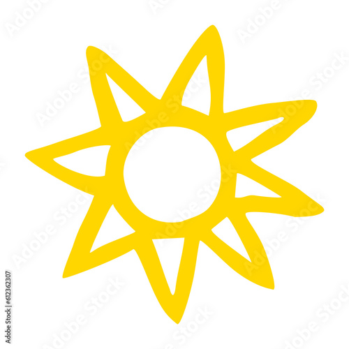 Hand drawn Sun symbol painted with ink brush  png clipart isolated on transparent background