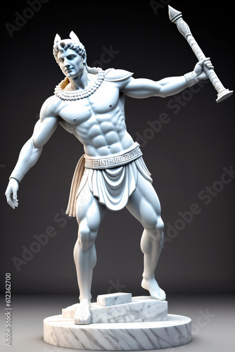Ancient historical human spartan warrior statue, museum statue, marble sculpture, neoclassicism. Generative AI
