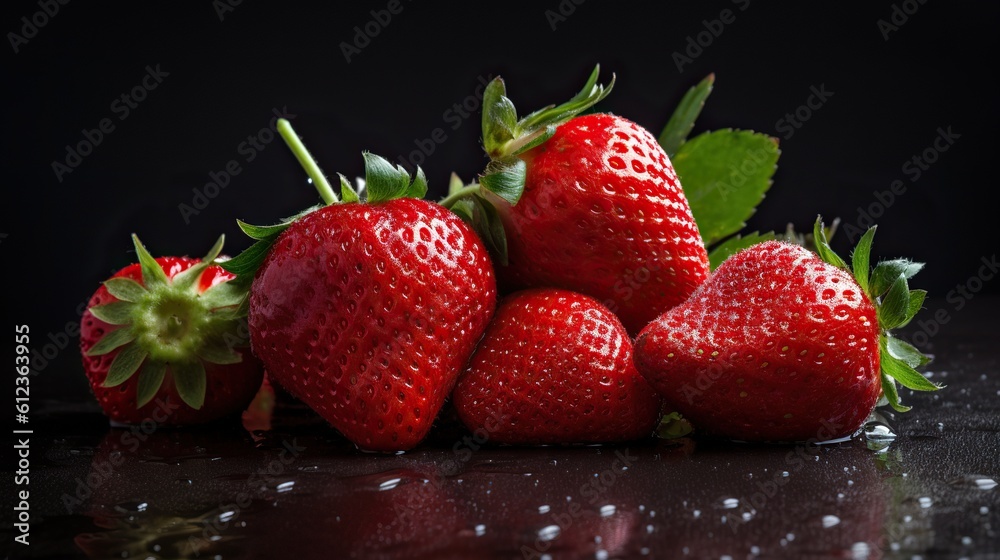 Fresh juicy sliced strawberries, product photography on isolated background